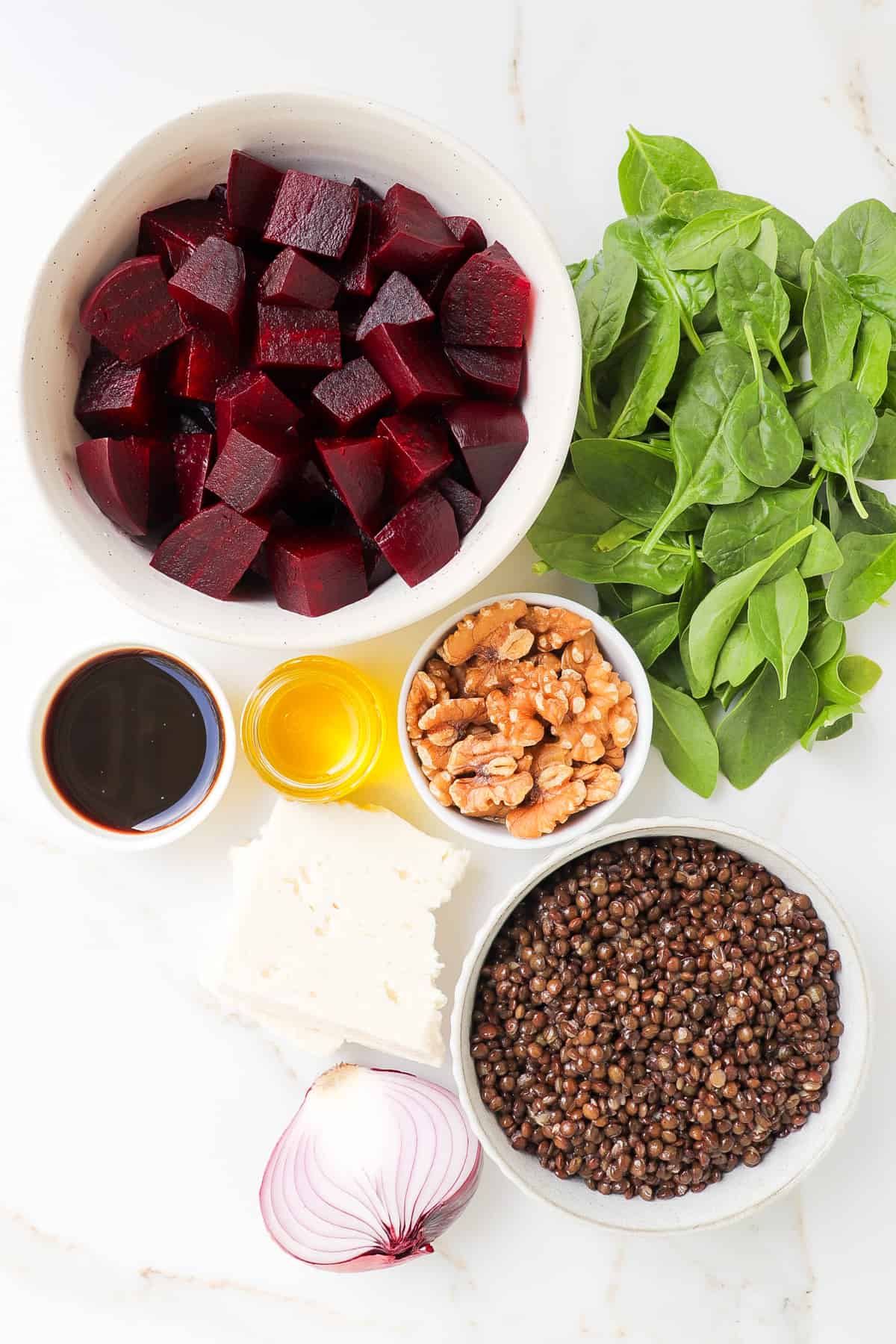 Ingredients shown to make the beetroot salad.