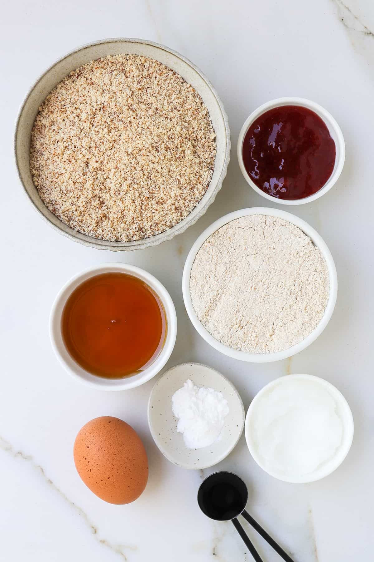 Ingredients shown to make the thumbprint cookies.