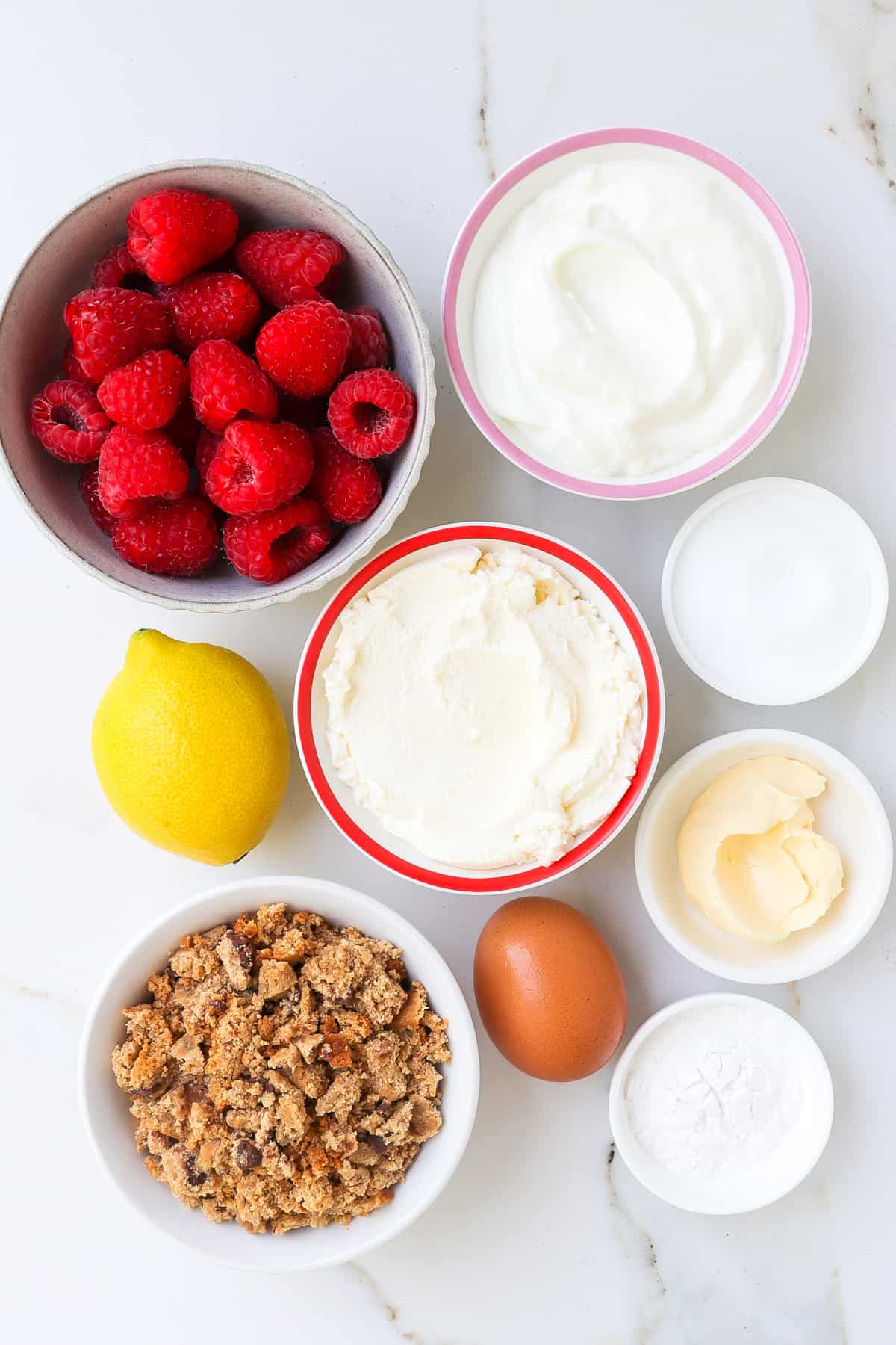 Ingredients shown to make high protein cheesecakes.