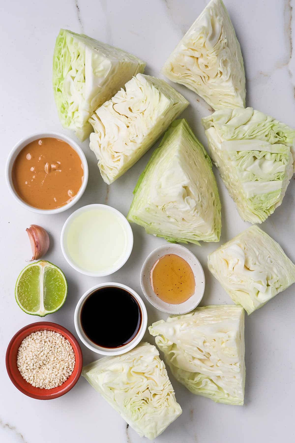 Ingredients shown to make this cabbage recipe.