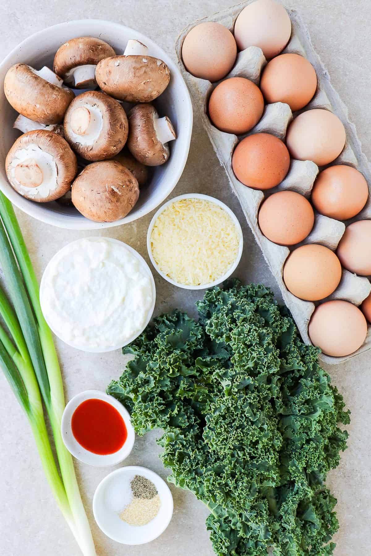 Ingredients shown to make egg bites.
