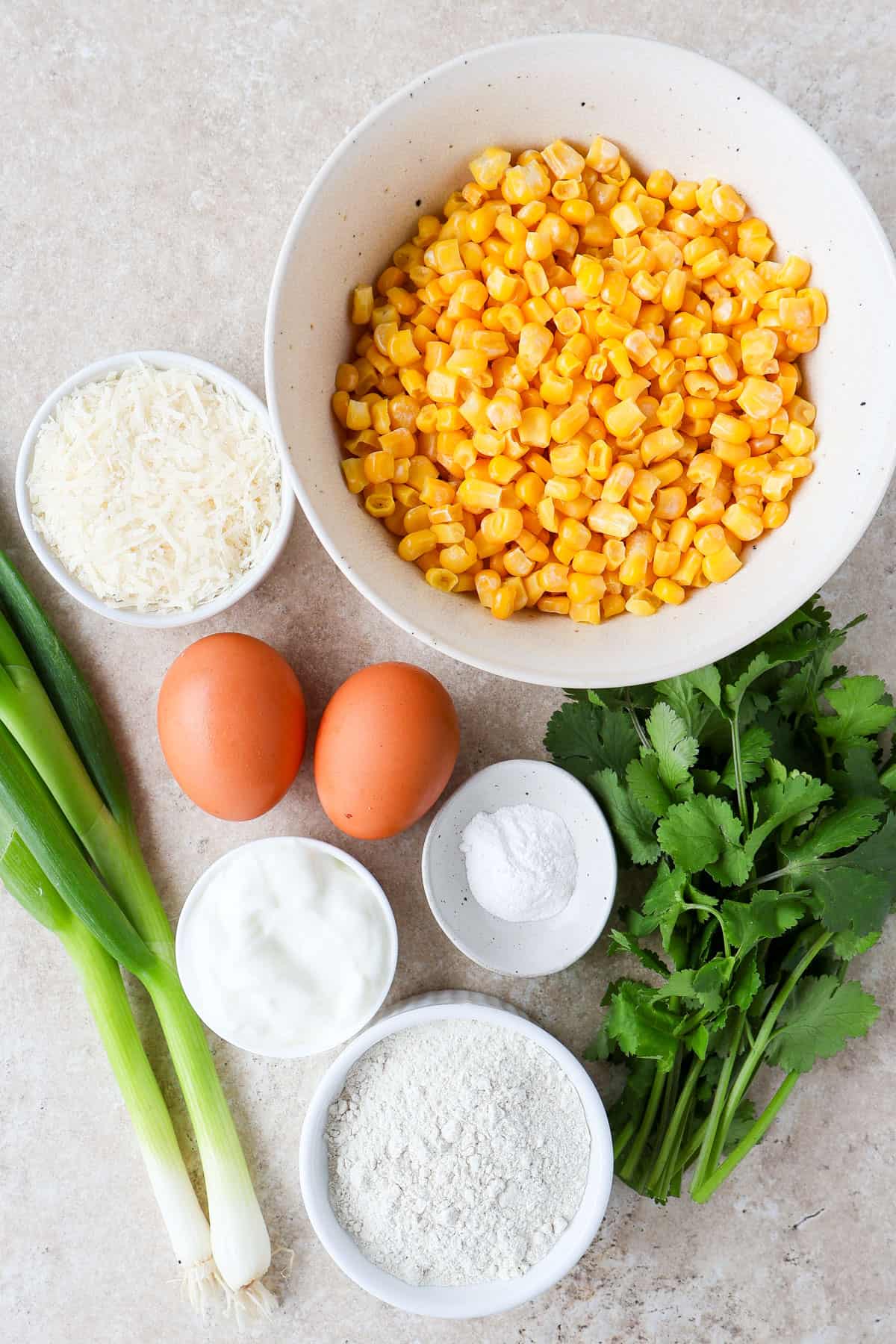 Ingredients shown to make fritters.
