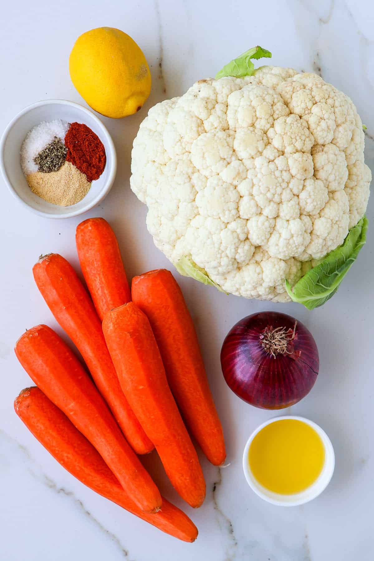 Ingredients shown to make the roasted vegetables.
