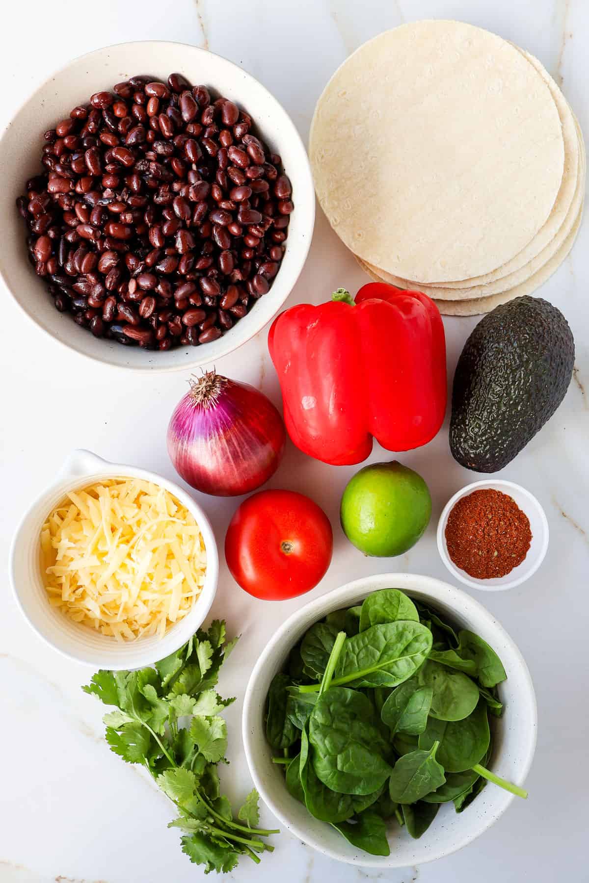Ingredients shown to make the tacos.