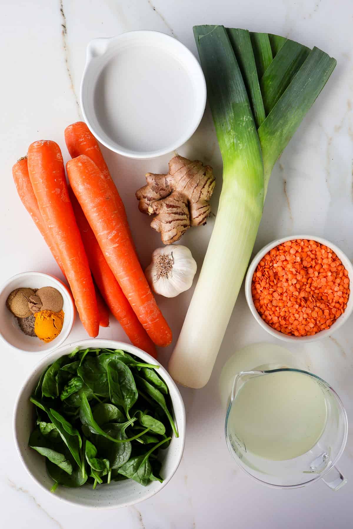 Ingredients shown to make the soup.