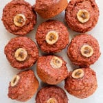 Top view of beetroot muffins.