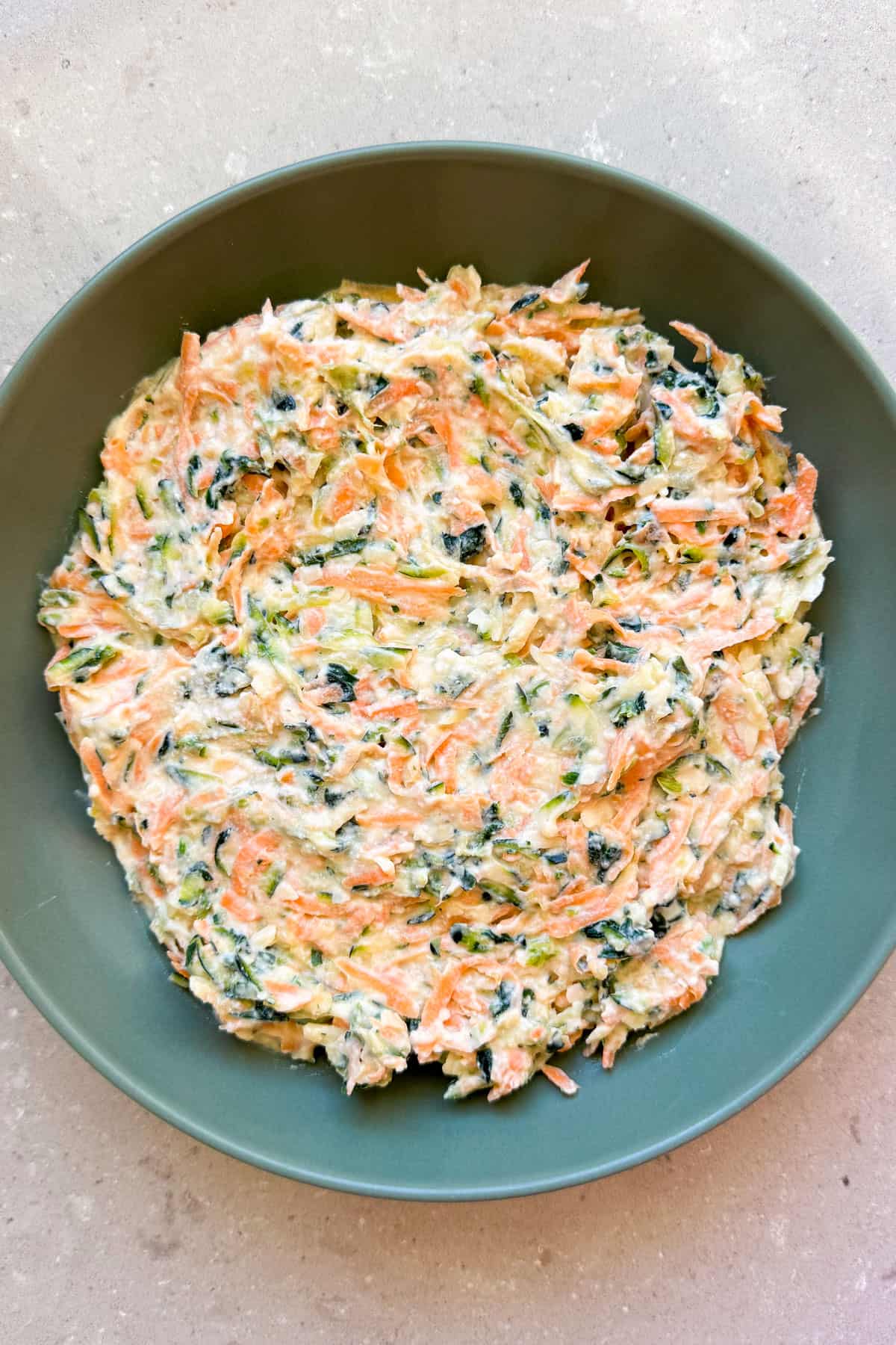 Mixed batter in a bowl.