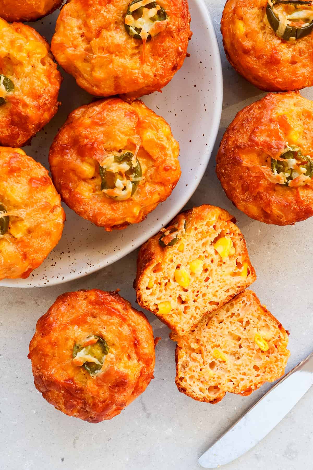 Close up shot of a sweet potato muffin cut in half.