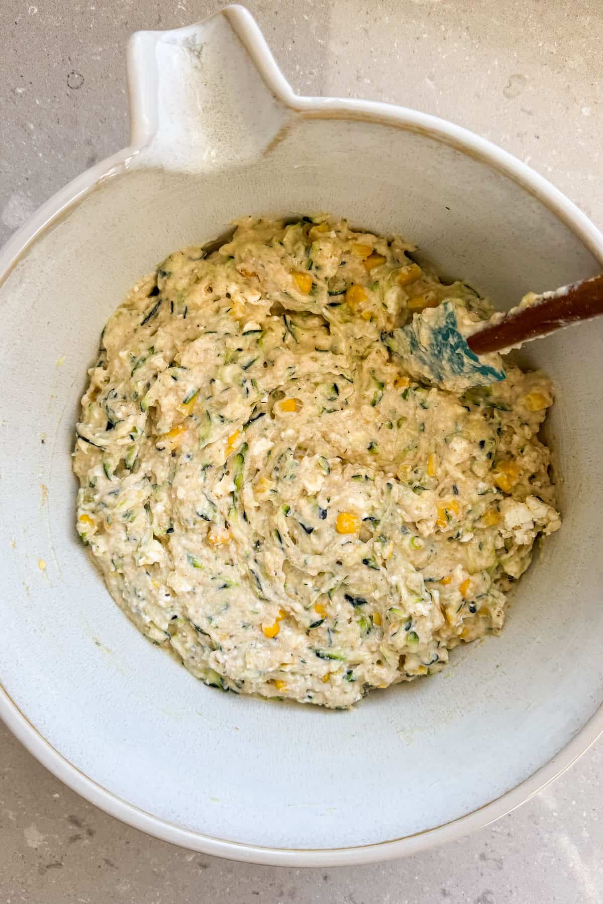 Batter in a mixing bowl.