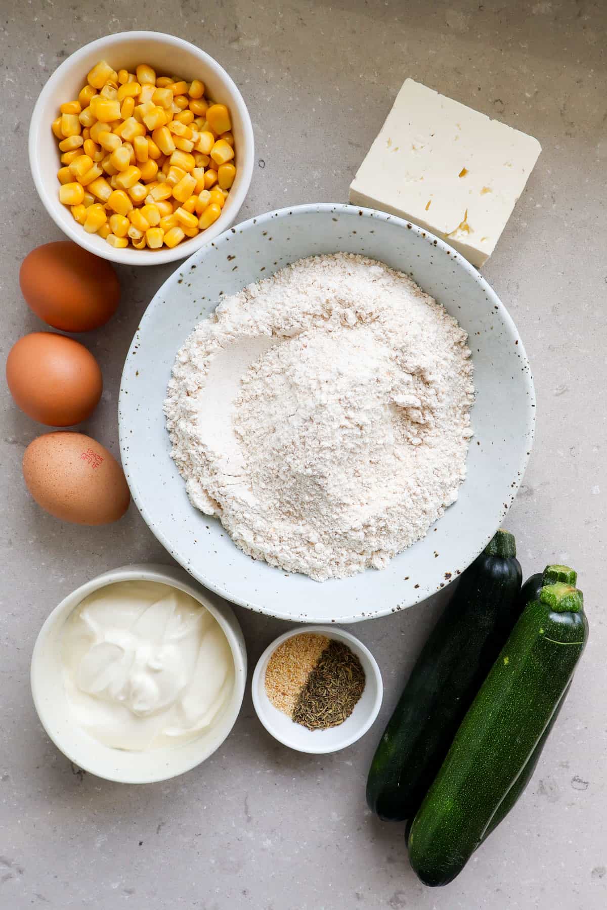 Ingredients shown to make the muffins.