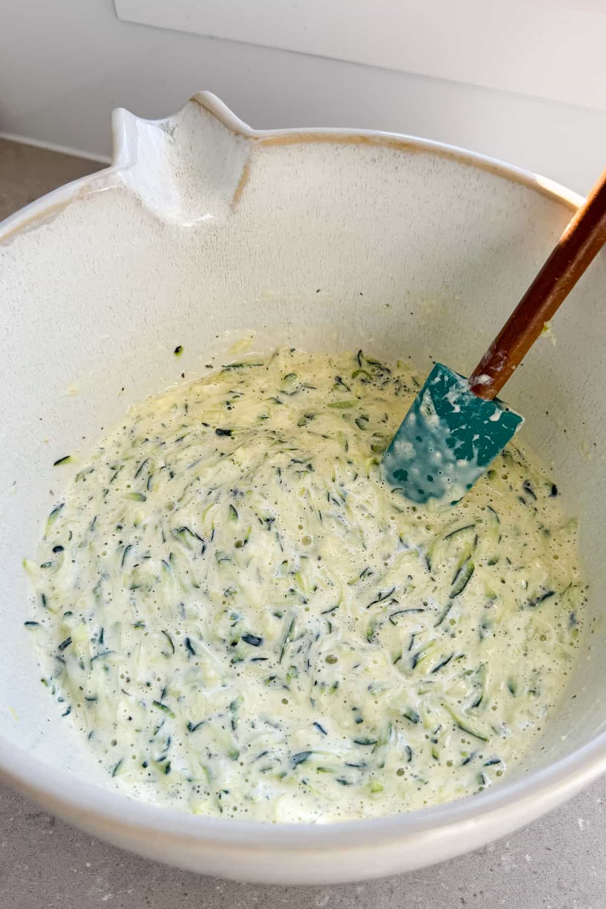 Wet ingredients mixed together.