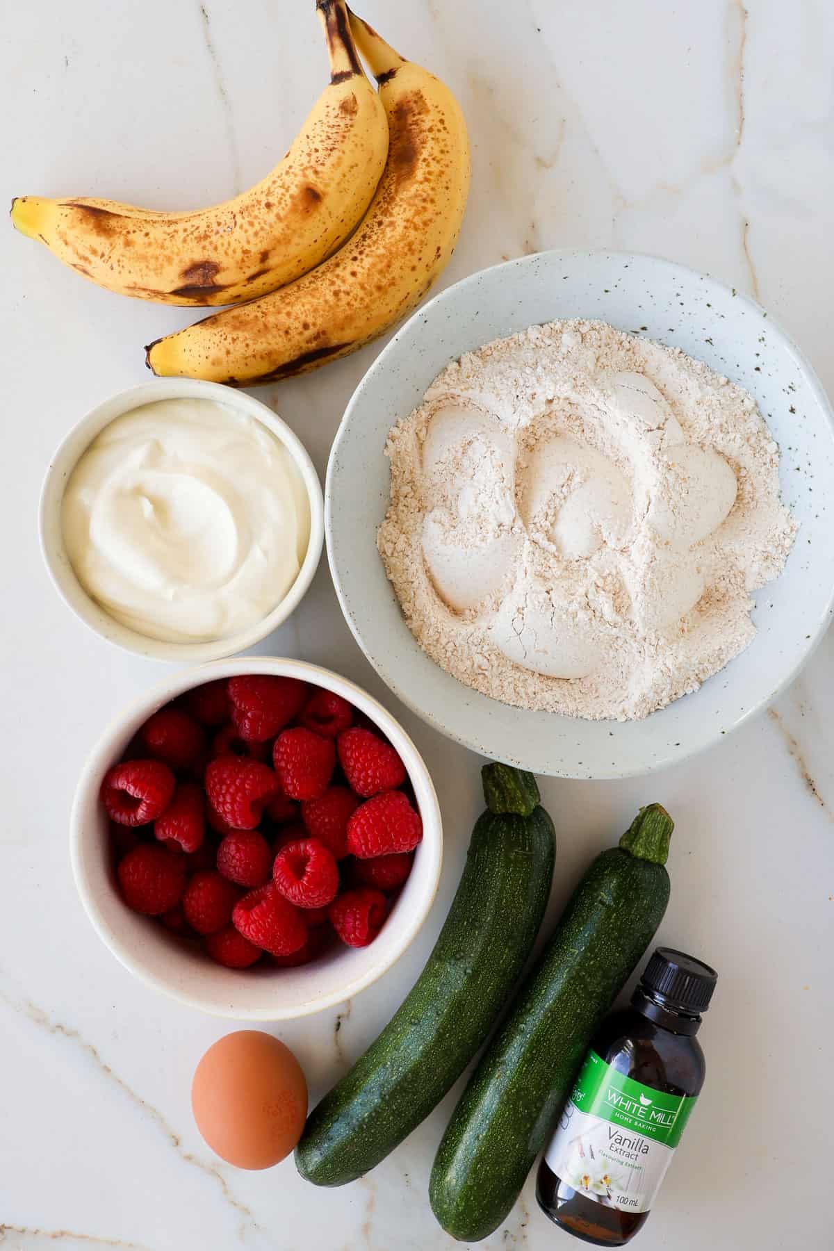 Ingredients shown to make the muffins.