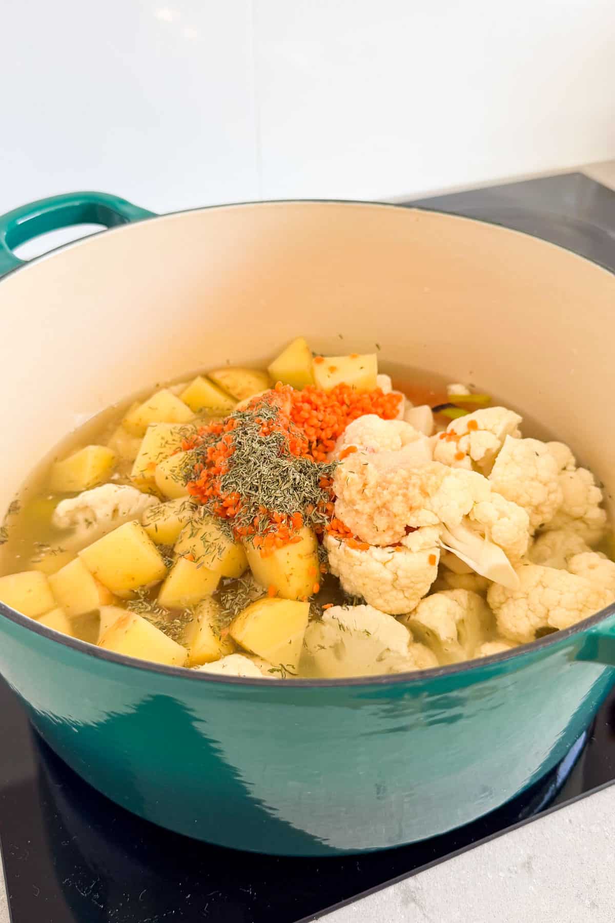 All the ingredients added to the pot.