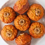 Pumpkin and banana muffins on a plate.