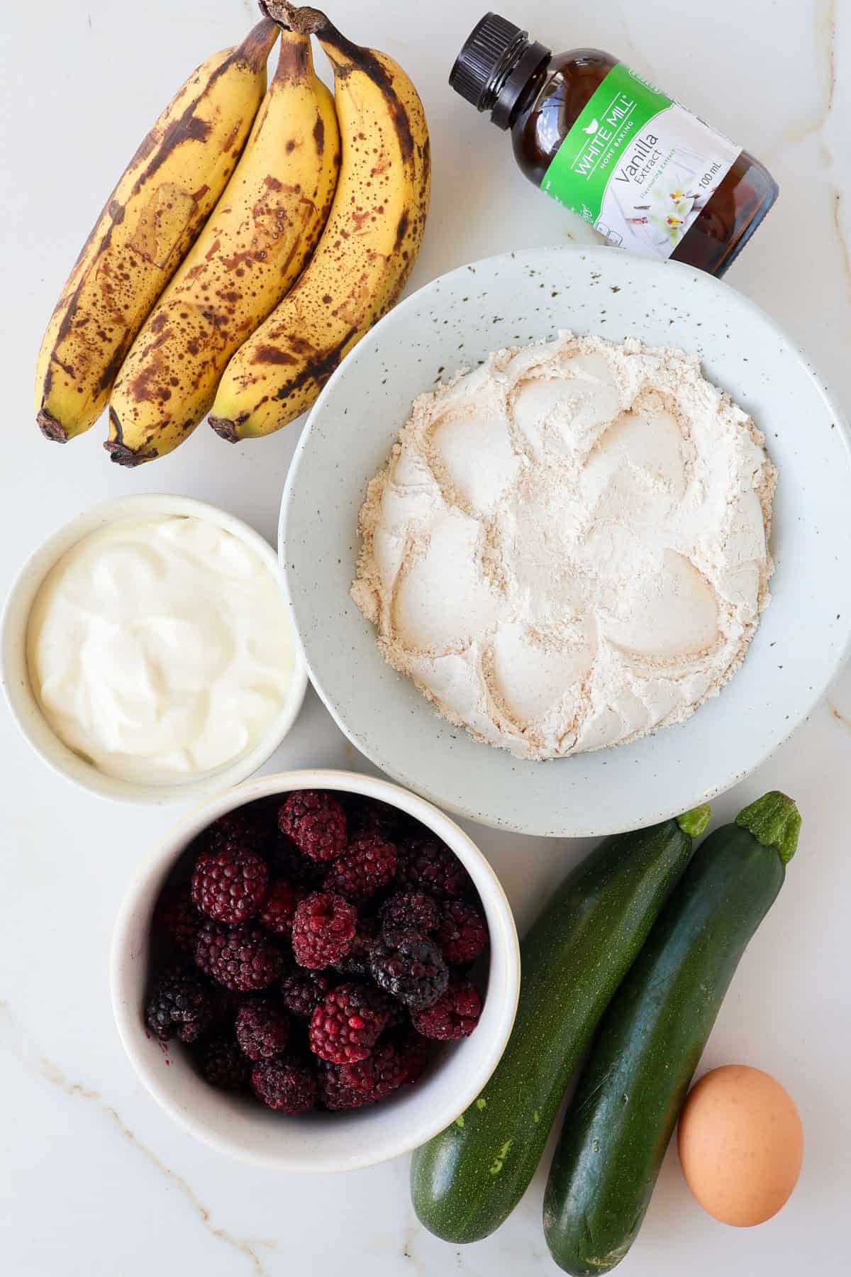 Ingredients shown to make the muffins.