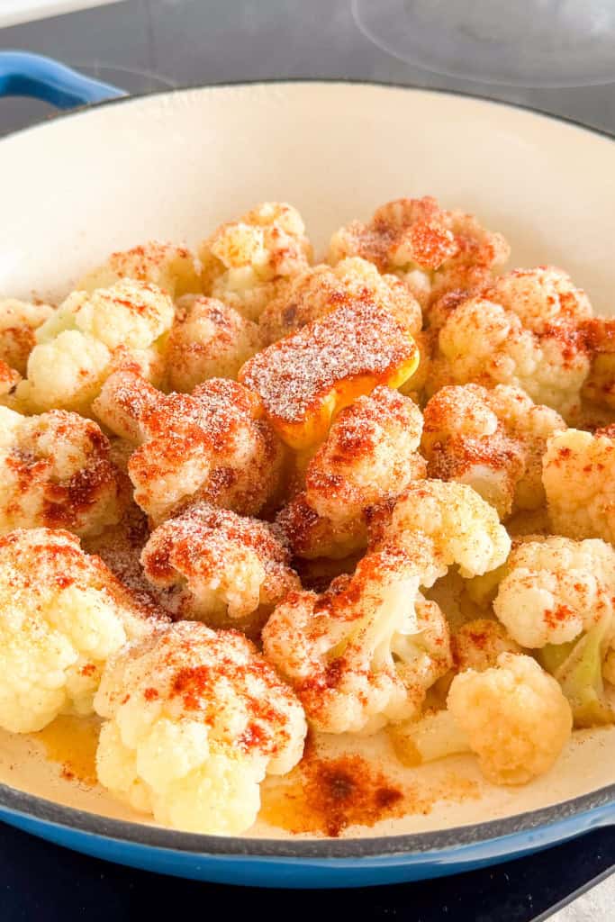 Seasonings added to the cauliflower.