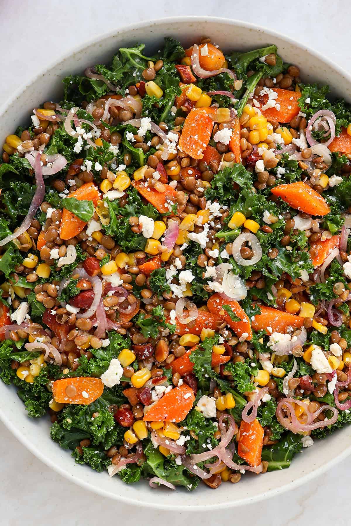 Close up shot of the salad.