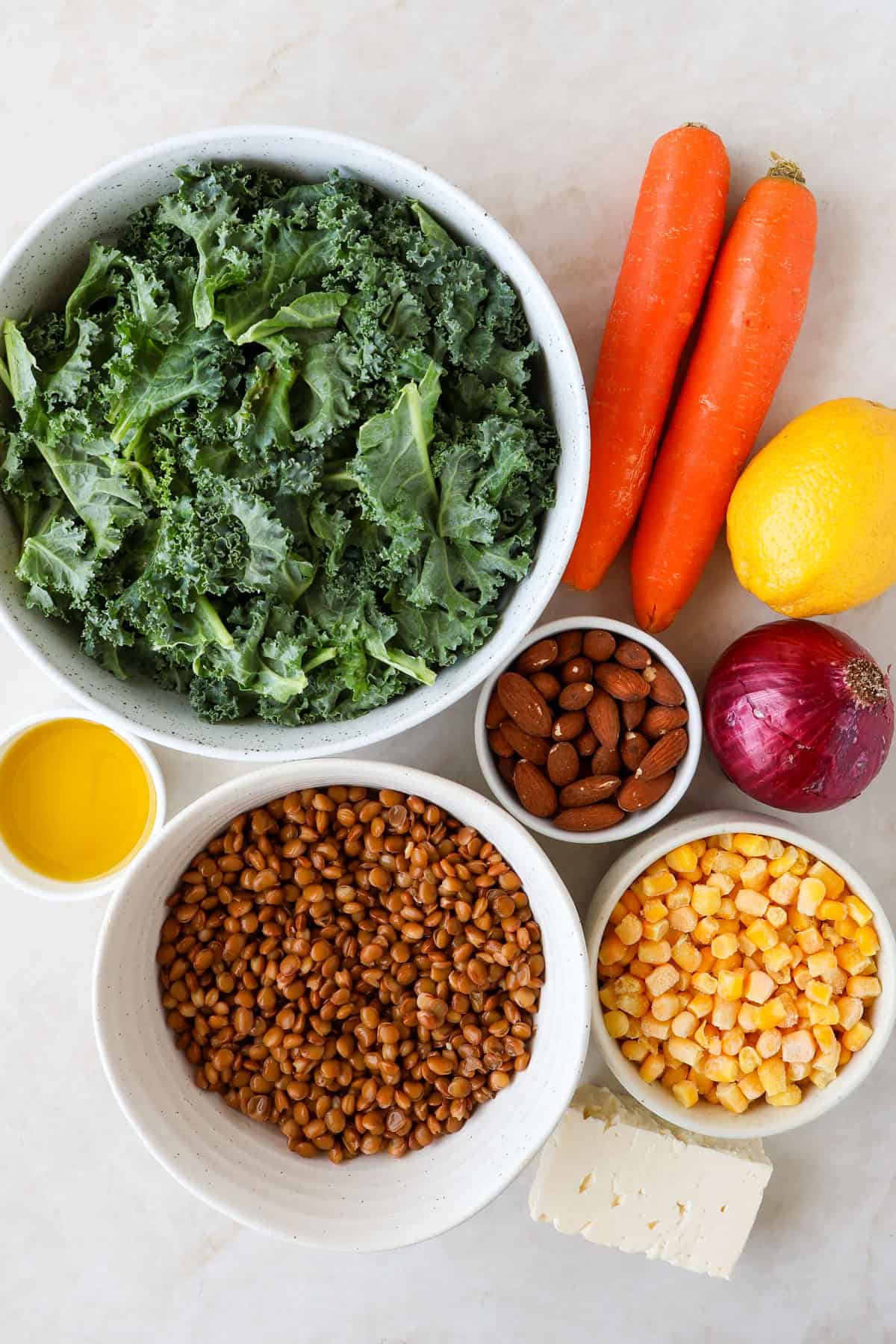 Ingredients shown to make the salad.