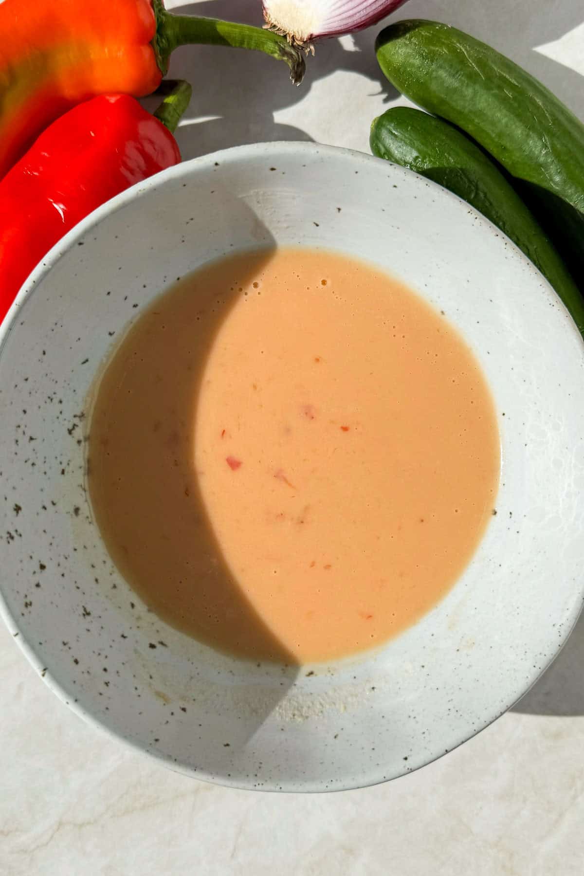 Peanut chilli dressing in a bowl.