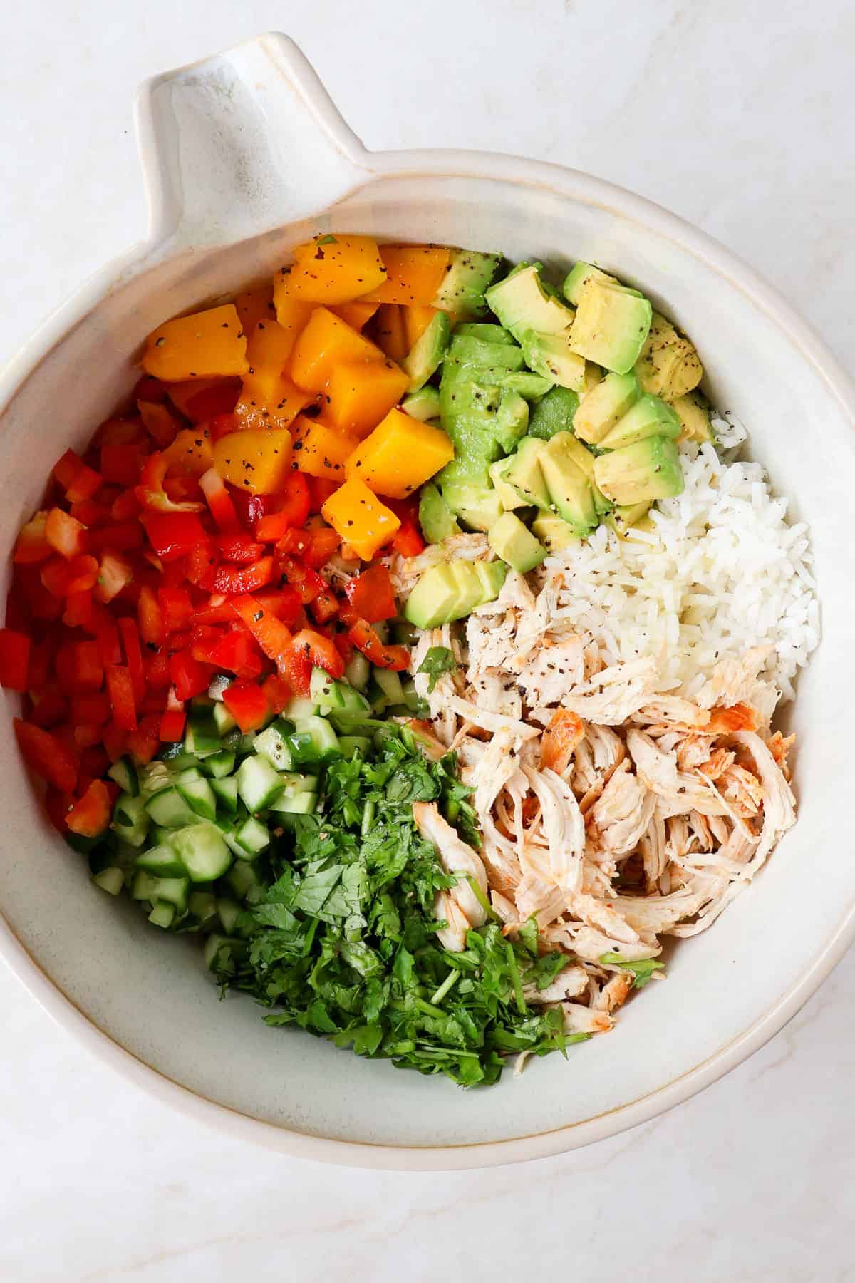 Everything added to a large mixing bowl.