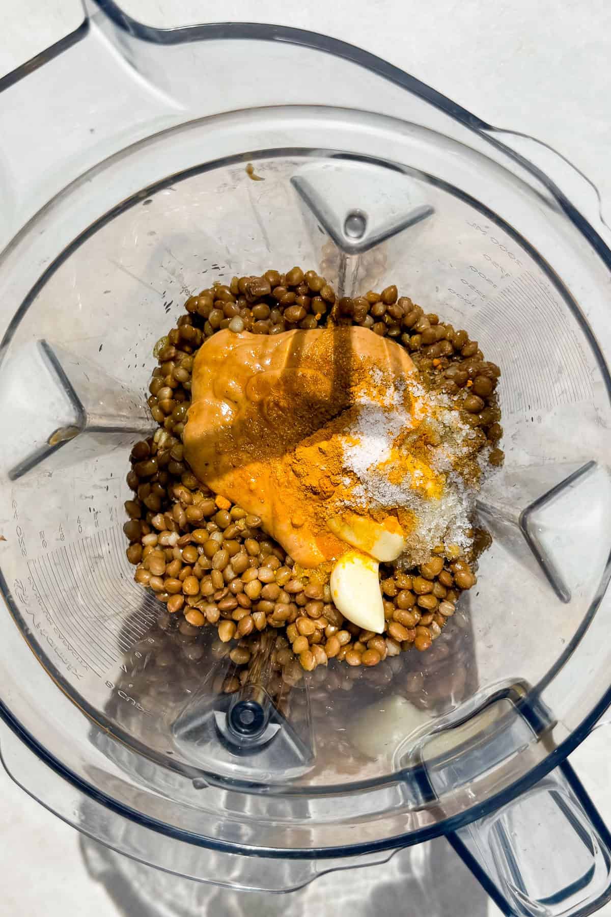 Dip ingredients in a blender jug.