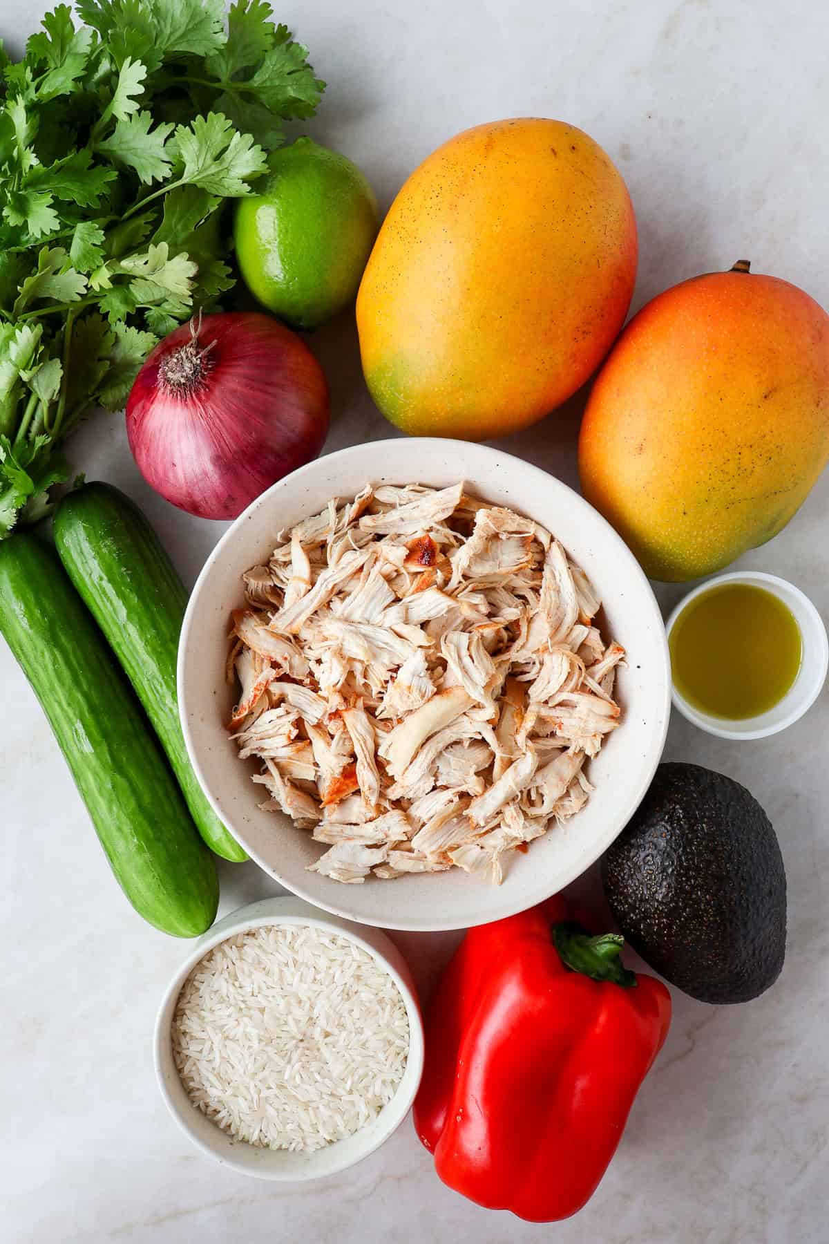 Ingredients shown to make the salad.
