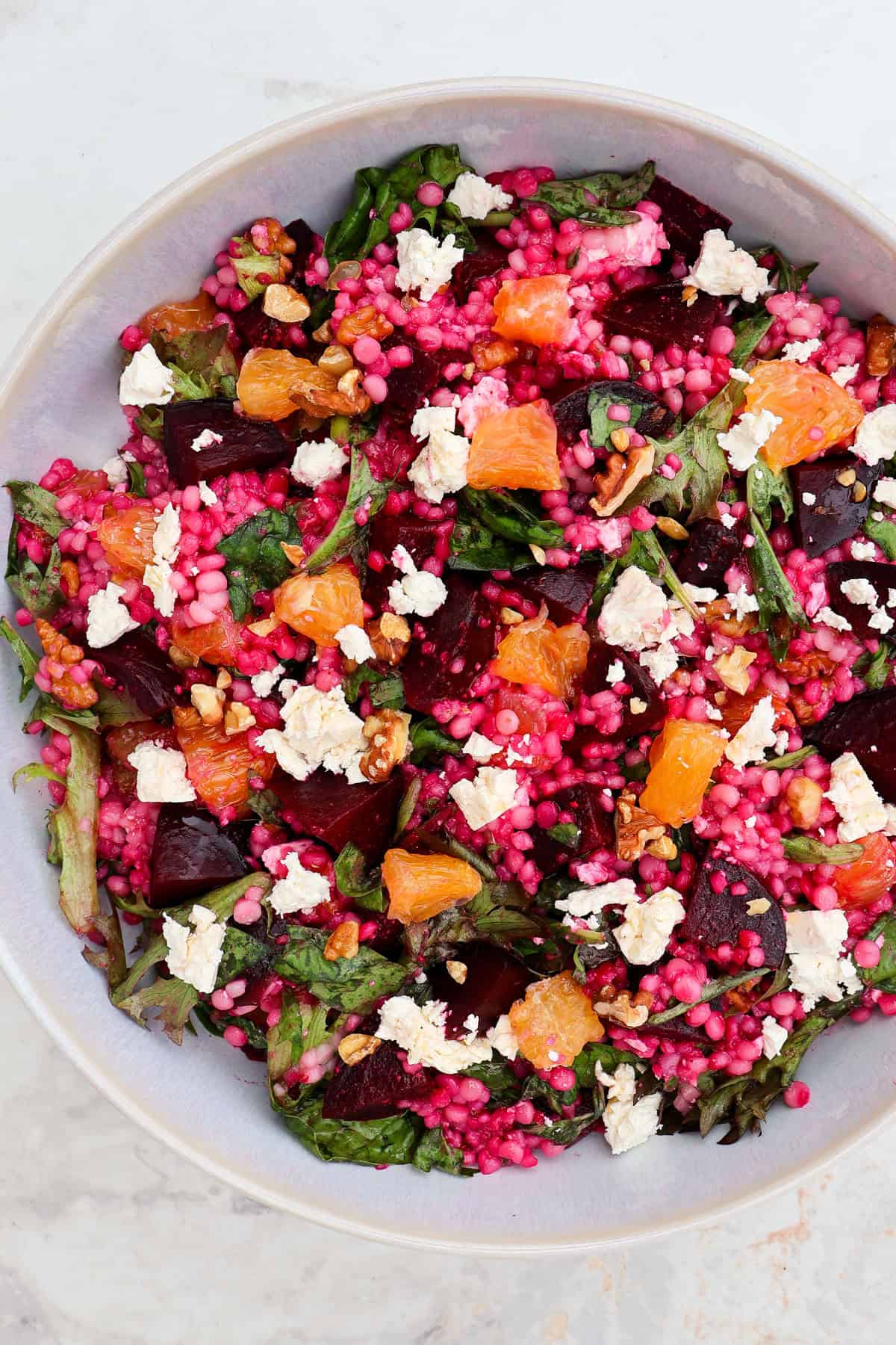 Close up shot of the salad.