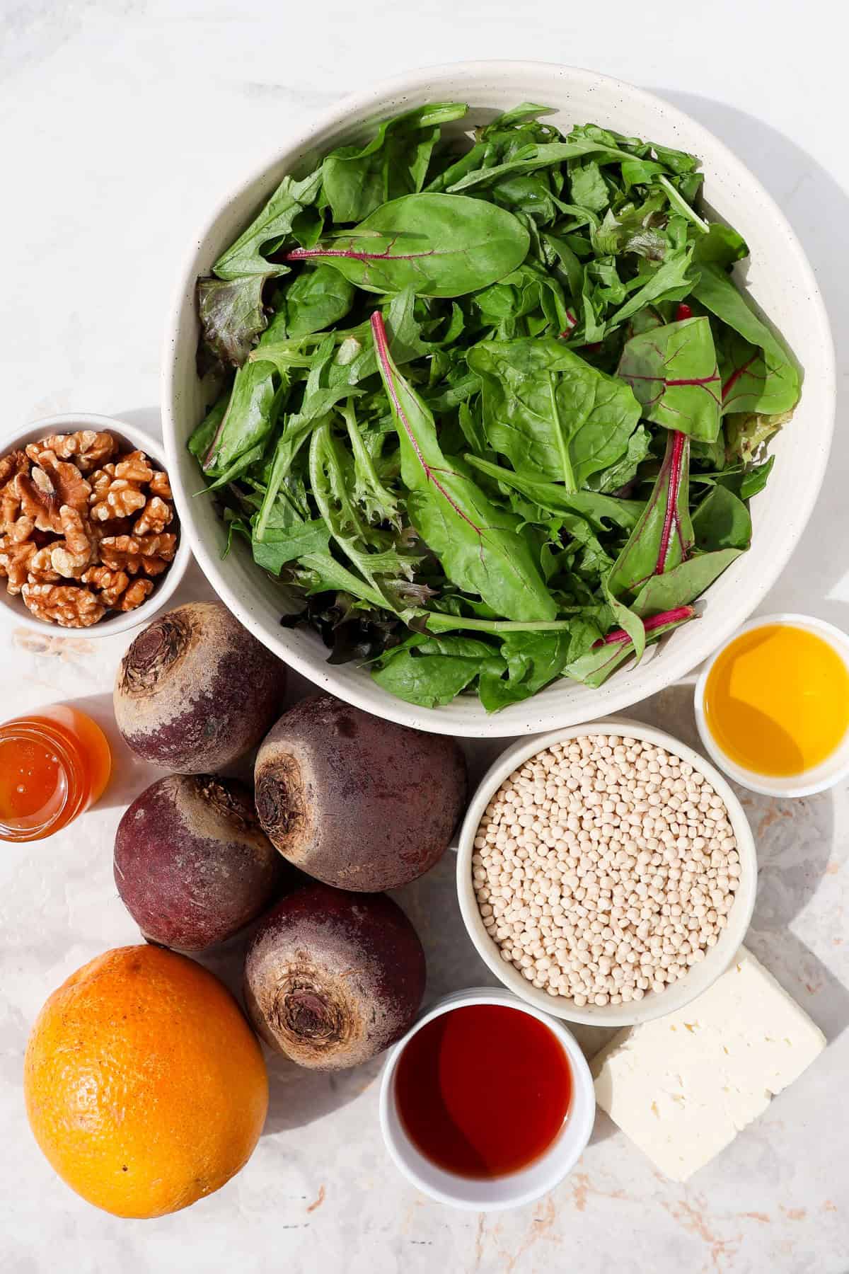 Ingredients shown to make the salad.