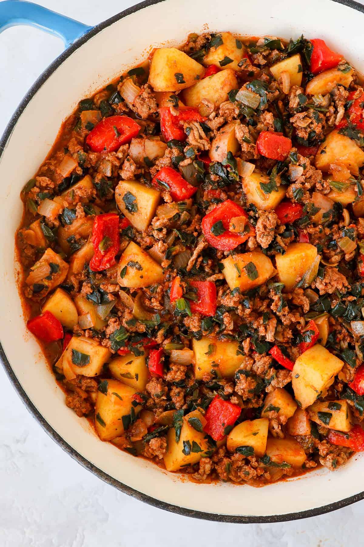 Close up shot of the skillet.