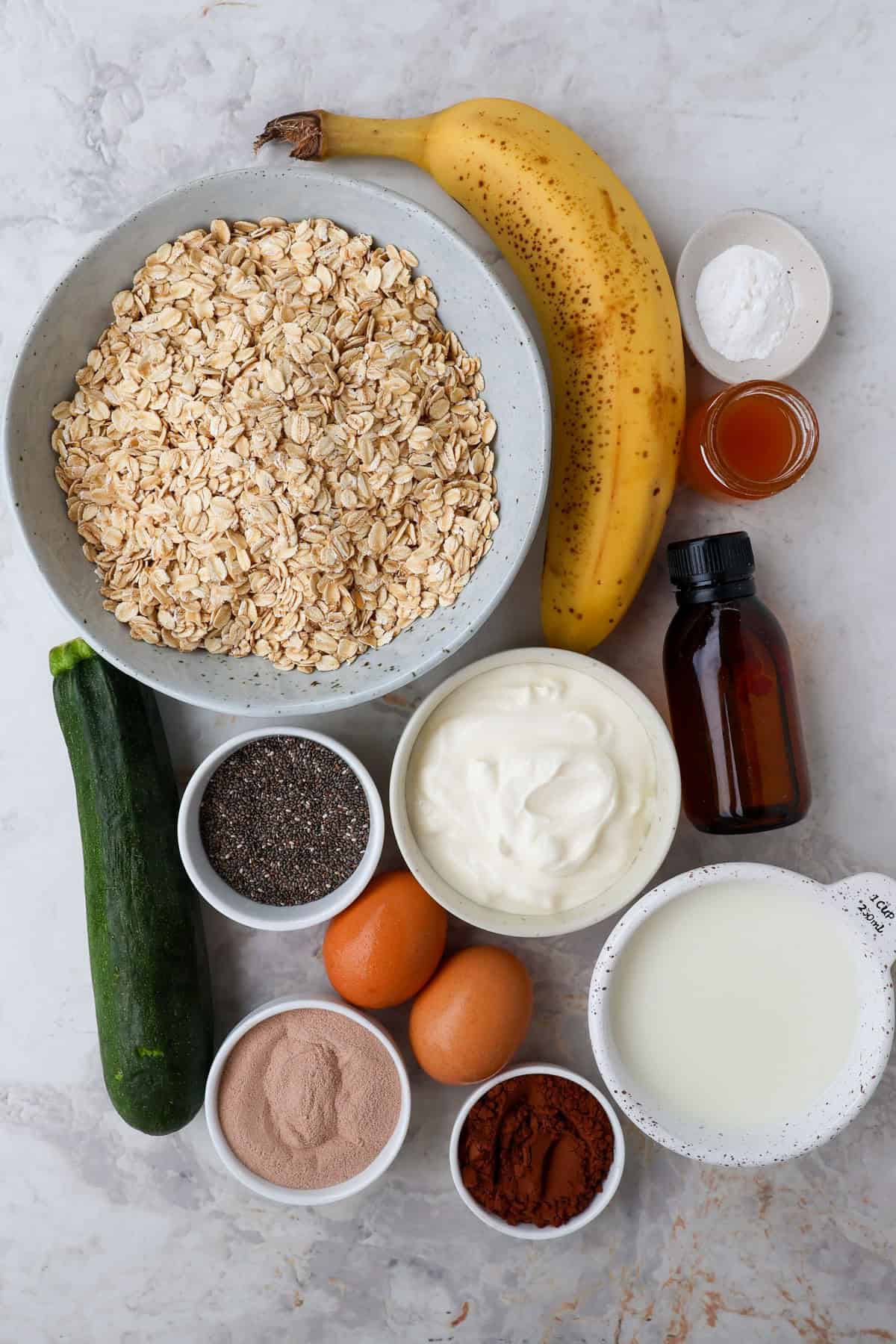 Ingredients shown to make the baked oatmeal.
