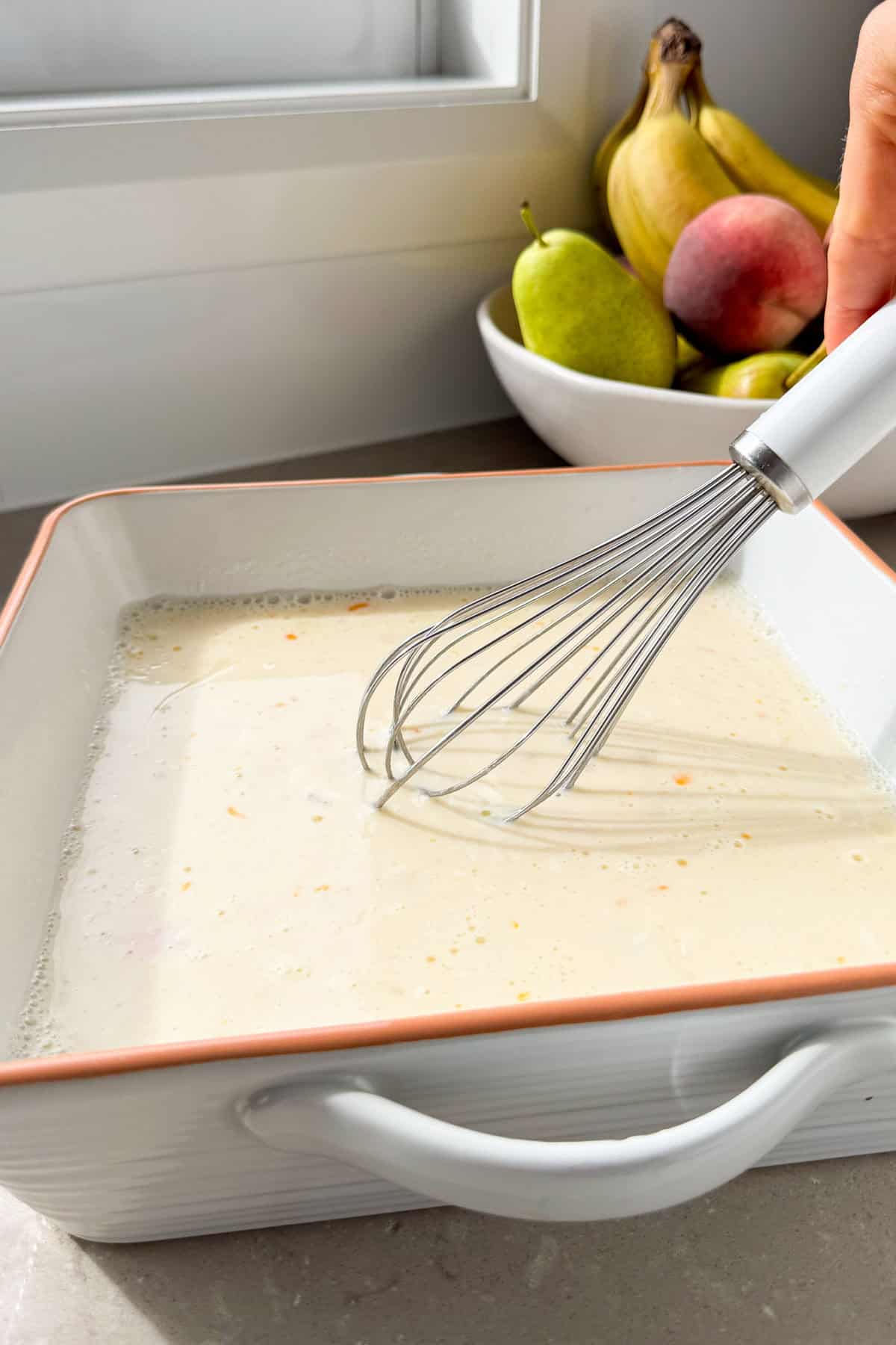 Wet ingredients whisked together.